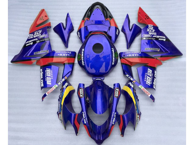 Aftermarket 2004-2005 Blue and Red Trickstar Kawasaki ZX10R Motorcycle Fairing Aftermarket 2004-2005 Blue and Red Trickstar Kawasaki ZX10R Motorcycle Fairing
