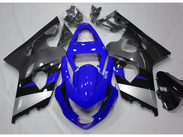 Aftermarket 2004-2005 Blue and Silver Suzuki GSXR 600-750 Motorcycle Fairing