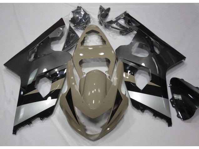 Aftermarket 2004-2005 Desert Tan and Silver Suzuki GSXR 600-750 Motorcycle Fairing Aftermarket 2004-2005 Desert Tan and Silver Suzuki GSXR 600-750 Motorcycle Fairing