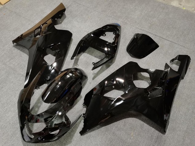 Aftermarket 2004-2005 Gloss Black with Blue Decals Suzuki GSXR 600-750 Motorcycle Fairing Aftermarket 2004-2005 Gloss Black with Blue Decals Suzuki GSXR 600-750 Motorcycle Fairing