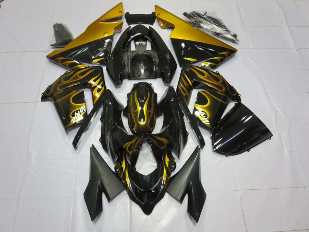 Aftermarket 2004-2005 Gold Flame Kawasaki ZX10R Motorcycle Fairing Aftermarket 2004-2005 Gold Flame Kawasaki ZX10R Motorcycle Fairing