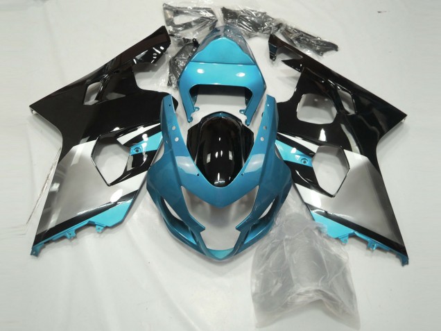 Aftermarket 2004-2005 Light Blue Silver and Black Suzuki GSXR 600-750 Motorcycle Fairing Aftermarket 2004-2005 Light Blue Silver and Black Suzuki GSXR 600-750 Motorcycle Fairing