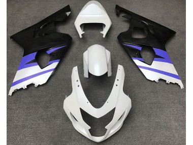 Aftermarket 2004-2005 Matte White & Blue Suzuki GSXR 600-750 Motorcycle Fairing