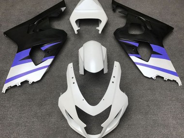 Aftermarket 2004-2005 Matte White & Blue Suzuki GSXR 600-750 Motorcycle Fairing