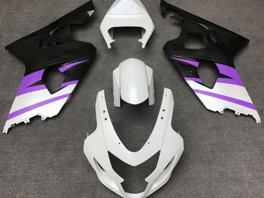Aftermarket 2004-2005 Matte White & Purple Suzuki GSXR 600-750 Motorcycle Fairing