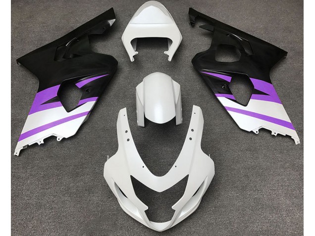 Aftermarket 2004-2005 Matte White & Purple Suzuki GSXR 600-750 Motorcycle Fairing Aftermarket 2004-2005 Matte White & Purple Suzuki GSXR 600-750 Motorcycle Fairing