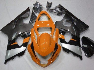 Aftermarket 2004-2005 Orange and Silver Suzuki GSXR 600-750 Motorcycle Fairing