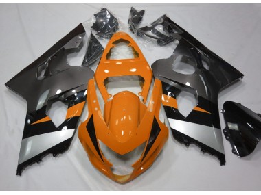 Aftermarket 2004-2005 Orange and Silver Suzuki GSXR 600-750 Motorcycle Fairing