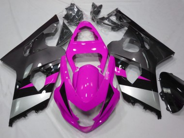 Aftermarket 2004-2005 Pink and Silver Suzuki GSXR 600-750 Motorcycle Fairing