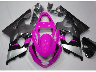 Aftermarket 2004-2005 Pink and Silver Suzuki GSXR 600-750 Motorcycle Fairing