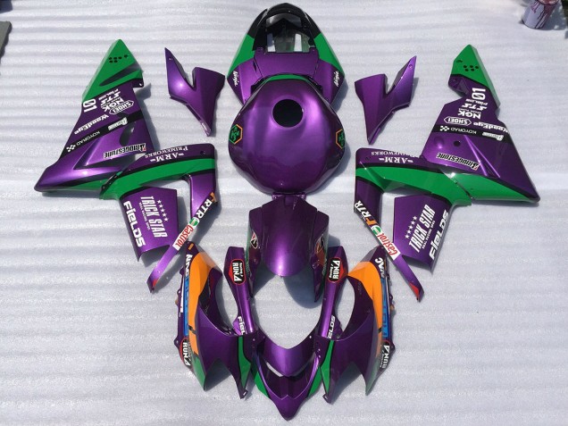 Aftermarket 2004-2005 Purple and Green Trickstar Kawasaki ZX10R Motorcycle Fairing Aftermarket 2004-2005 Purple and Green Trickstar Kawasaki ZX10R Motorcycle Fairing
