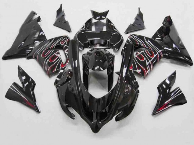 Aftermarket 2004-2005 Red Black Flame Kawasaki ZX10R Motorcycle Fairing Aftermarket 2004-2005 Red Black Flame Kawasaki ZX10R Motorcycle Fairing
