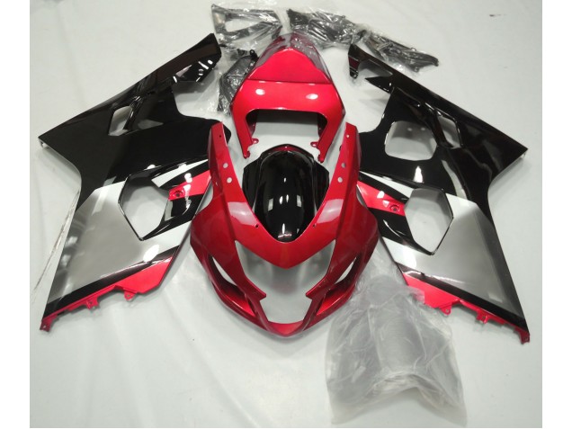 Aftermarket 2004-2005 Red Silver and Black Suzuki GSXR 600-750 Motorcycle Fairing Aftermarket 2004-2005 Red Silver and Black Suzuki GSXR 600-750 Motorcycle Fairing