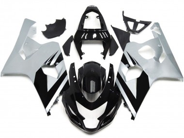 Aftermarket 2004-2005 Silver and Black Gloss OEM Style Suzuki GSXR 600-750 Motorcycle Fairing