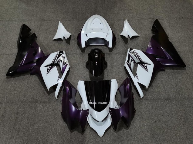 Aftermarket 2004-2005 White Purple and Black Kawasaki ZX10R Motorcycle Fairing Aftermarket 2004-2005 White Purple and Black Kawasaki ZX10R Motorcycle Fairing