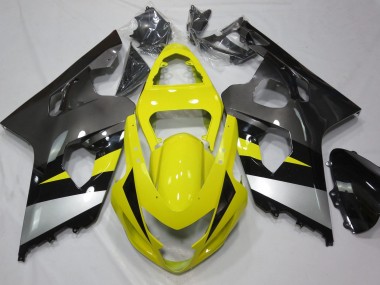 Aftermarket 2004-2005 Yellow and Grey Suzuki GSXR 600-750 Motorcycle Fairing