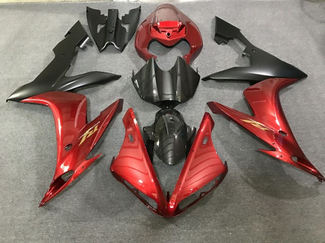 Aftermarket 2004-2006 Maroon Red and Carbon Style Yamaha R1 Motorcycle Fairing