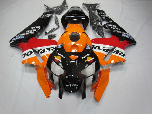 Aftermarket 2005-2006 Black Bottom Repsol Honda CBR600RR Motorcycle Fairing Aftermarket 2005-2006 Black Bottom Repsol Honda CBR600RR Motorcycle Fairing