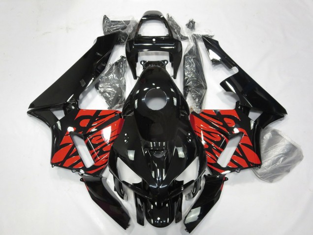 Aftermarket 2005-2006 Black and Tribal Red Honda CBR600RR Motorcycle Fairing Aftermarket 2005-2006 Black and Tribal Red Honda CBR600RR Motorcycle Fairing