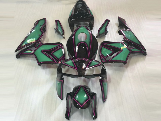Aftermarket 2005-2006 Emerald Green & Pink Outline Honda CBR600RR Motorcycle Fairing Aftermarket 2005-2006 Emerald Green & Pink Outline Honda CBR600RR Motorcycle Fairing