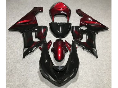 Aftermarket 2005-2006 Gloss Black & Deep Red Kawasaki ZX6R Motorcycle Fairing