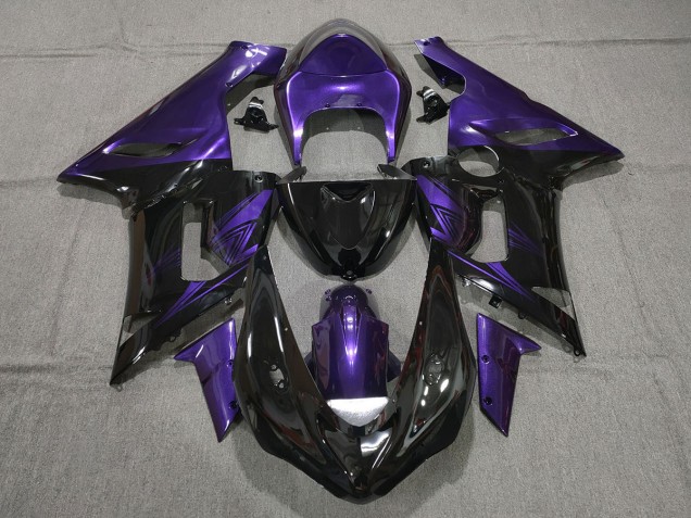 Aftermarket 2005-2006 Gloss Black and Purple Kawasaki ZX6R Motorcycle Fairing Aftermarket 2005-2006 Gloss Black and Purple Kawasaki ZX6R Motorcycle Fairing