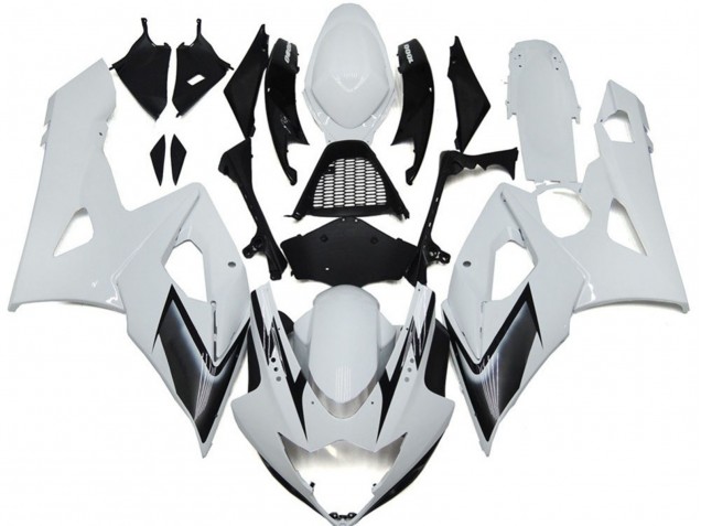 Aftermarket 2005-2006 Gloss White Style with Silver Hints Suzuki GSXR 1000 Motorcycle Fairing Aftermarket 2005-2006 Gloss White Style with Silver Hints Suzuki GSXR 1000 Motorcycle Fairing