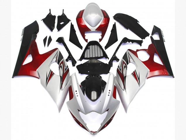 Aftermarket 2005-2006 Gloss White Style with Silver Hints and Bronze Suzuki GSXR 1000 Motorcycle Fairing