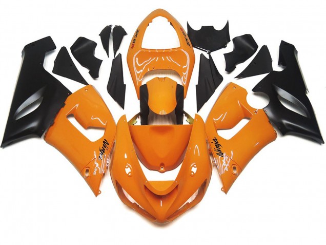 Aftermarket 2005-2006 Light Orange and Black Kawasaki ZX6R Motorcycle Fairing