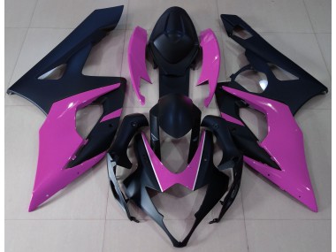 Aftermarket 2005-2006 Matte Black & Pink Suzuki GSXR 1000 Motorcycle Fairing