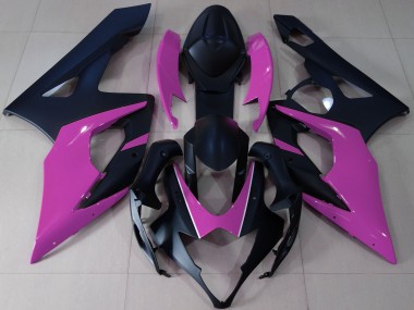 Aftermarket 2005-2006 Matte Black & Pink Suzuki GSXR 1000 Motorcycle Fairing