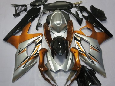 Aftermarket 2005-2006 Orange Silver and Black Suzuki GSXR 1000 Motorcycle Fairing