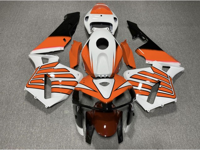 Aftermarket 2005-2006 Orange and White Wings Honda CBR600RR Motorcycle Fairing
