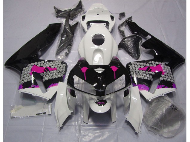 Aftermarket 2005-2006 Pink Splatter on Gloss Black Honda CBR600RR Motorcycle Fairing Aftermarket 2005-2006 Pink Splatter on Gloss Black Honda CBR600RR Motorcycle Fairing