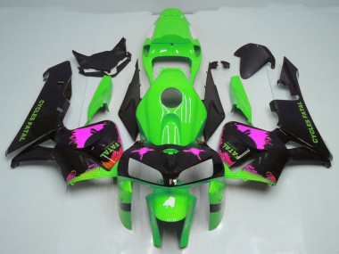 Aftermarket 2005-2006 Pink Splatter on Green Honda CBR600RR Motorcycle Fairing