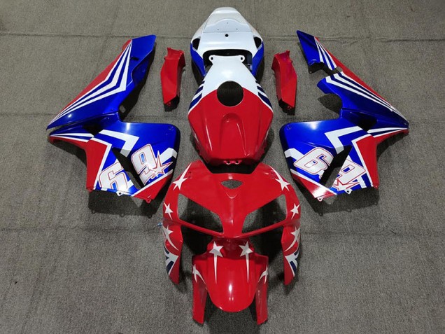 Aftermarket 2005-2006 Red White and Blue 69 Honda CBR600RR Motorcycle Fairing