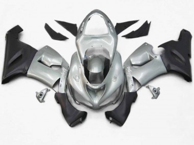 Aftermarket 2005-2006 Silver Black Matte Kawasaki ZX6R Motorcycle Fairing