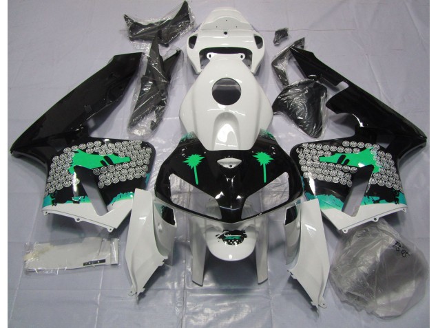 Aftermarket 2005-2006 Turquoise Splatter on Gloss Black Honda CBR600RR Motorcycle Fairing Aftermarket 2005-2006 Turquoise Splatter on Gloss Black Honda CBR600RR Motorcycle Fairing
