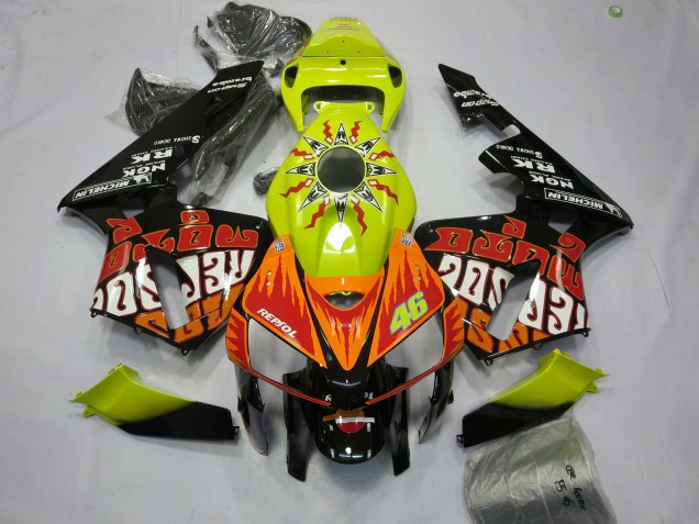 Aftermarket 2005-2006 Vibrant Yellow Rossi Honda CBR600RR Motorcycle Fairing Aftermarket 2005-2006 Vibrant Yellow Rossi Honda CBR600RR Motorcycle Fairing