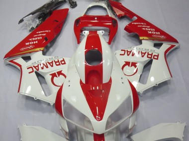 Aftermarket 2005-2006 White and Red Custom Honda CBR600RR Motorcycle Fairing