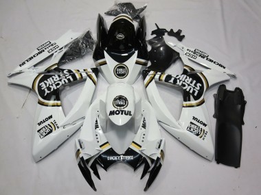 Aftermarket 2006-2007 Black White Lucky Strike Suzuki GSXR 600-750 Motorcycle Fairing