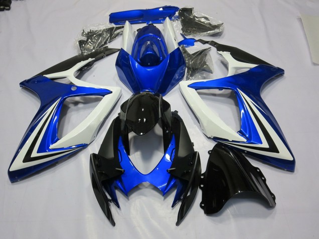 Aftermarket 2006-2007 Blue Black and White Suzuki GSXR 600-750 Motorcycle Fairing Aftermarket 2006-2007 Blue Black and White Suzuki GSXR 600-750 Motorcycle Fairing