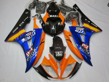 Aftermarket 2006-2007 Blue Orange Yamaha R6 Motorcycle Fairing