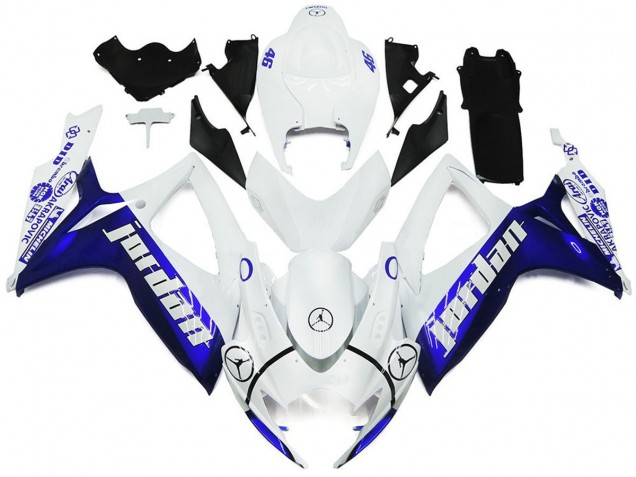 Aftermarket 2006-2007 Blue and White Jordan Gloss Style Suzuki GSXR 600-750 Motorcycle Fairing