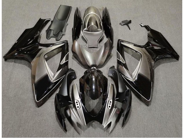 Aftermarket 2006-2007 Dark Silver and Black Suzuki GSXR 600-750 Motorcycle Fairing Aftermarket 2006-2007 Dark Silver and Black Suzuki GSXR 600-750 Motorcycle Fairing