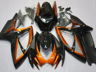 Aftermarket 2006-2007 Gloss Orange and Black Suzuki GSXR 600-750 Motorcycle Fairing