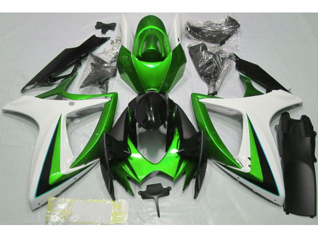 Aftermarket 2006-2007 Green & White Suzuki GSXR 600-750 Motorcycle Fairing Aftermarket 2006-2007 Green & White Suzuki GSXR 600-750 Motorcycle Fairing