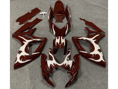 Aftermarket 2006-2007 Maroon and White Suzuki GSXR 600-750 Motorcycle Fairing