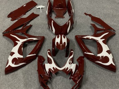 Aftermarket 2006-2007 Maroon and White Suzuki GSXR 600-750 Motorcycle Fairing