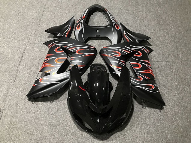 Aftermarket 2006-2007 Matte Black & Flame Kawasaki ZX10R Motorcycle Fairing Aftermarket 2006-2007 Matte Black & Flame Kawasaki ZX10R Motorcycle Fairing